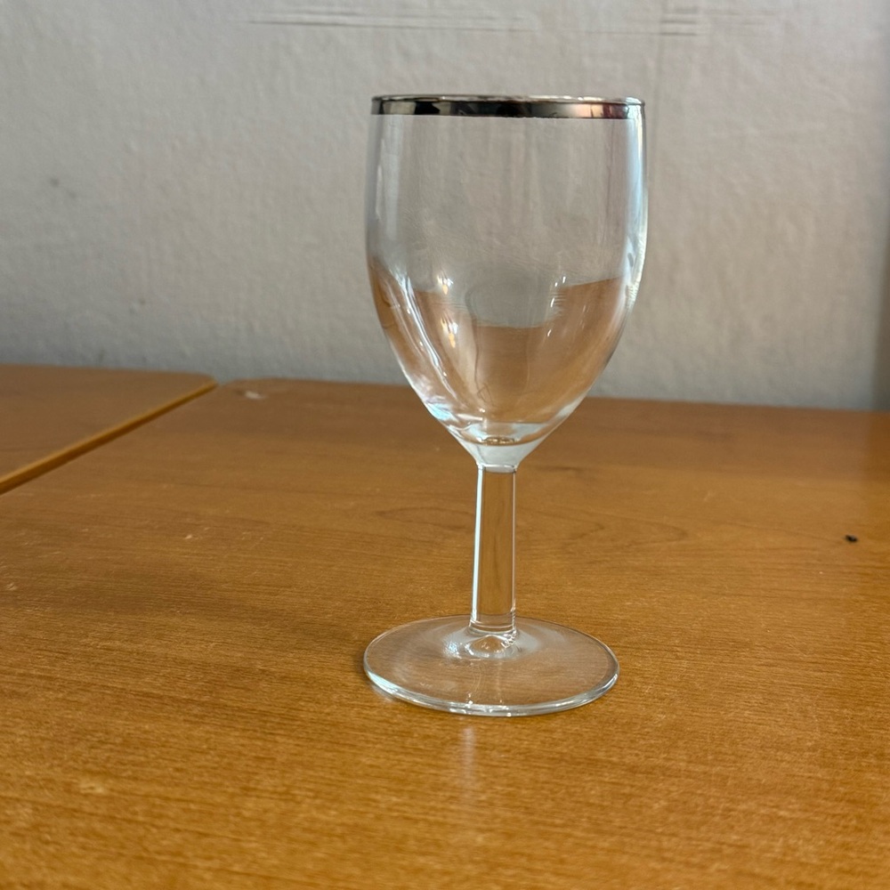 Elegant Silver‎ Rim Wine Glass